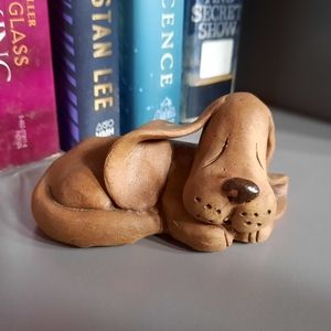 Vintage 1970's Windridge Pottery Big Ear Brown Dog Basset Hound